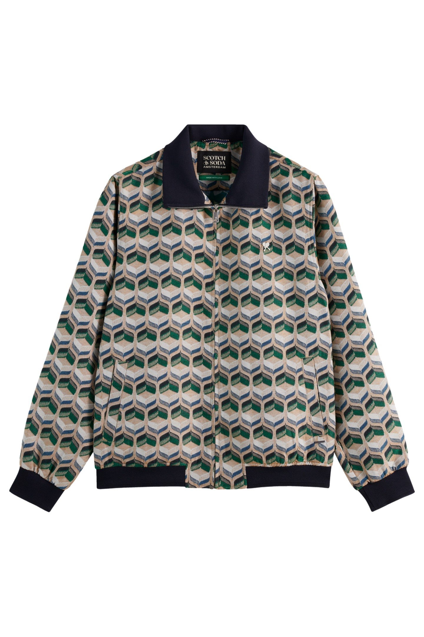 JACQUARD TRACKSUIT JACKET RETRO SHAPE BEIGE AOP 1