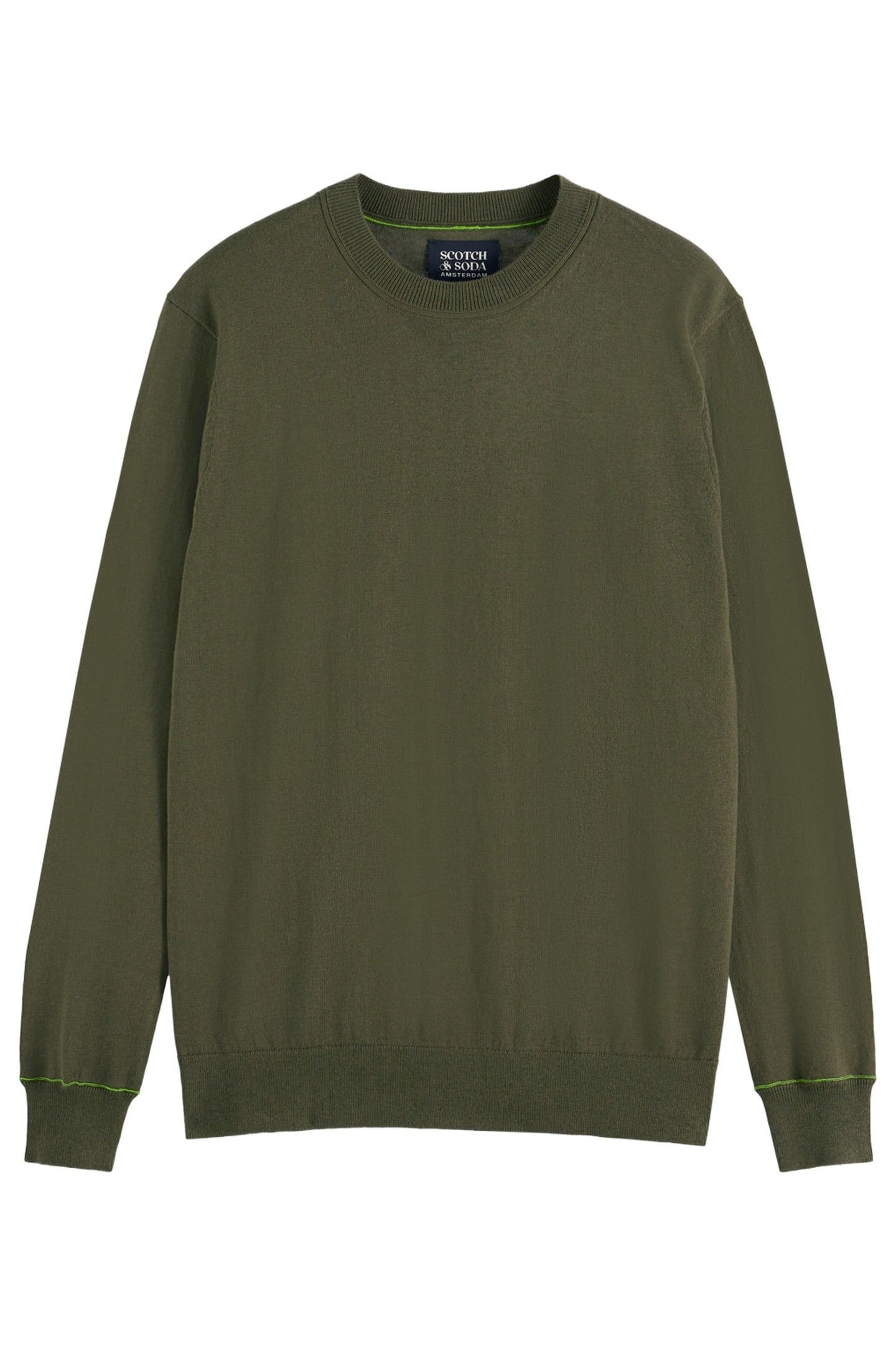 LINEN-BLEND REGULAR FIT CREWNECK CLASSIC GREEN 1