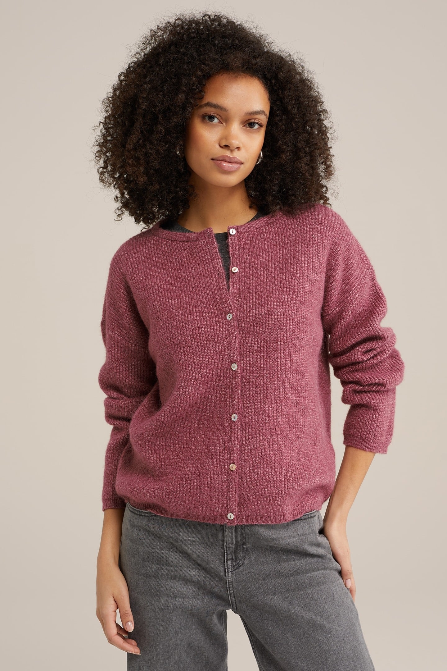 KNITTED CARDIGAN BURGUNDY RED 1