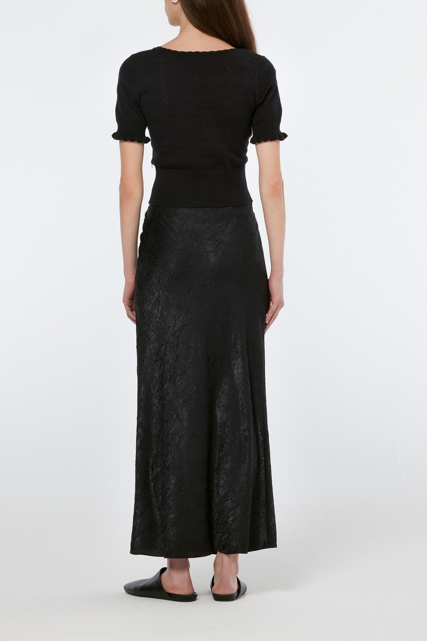 CRUSHED SATIN SKIRT BLACK 6