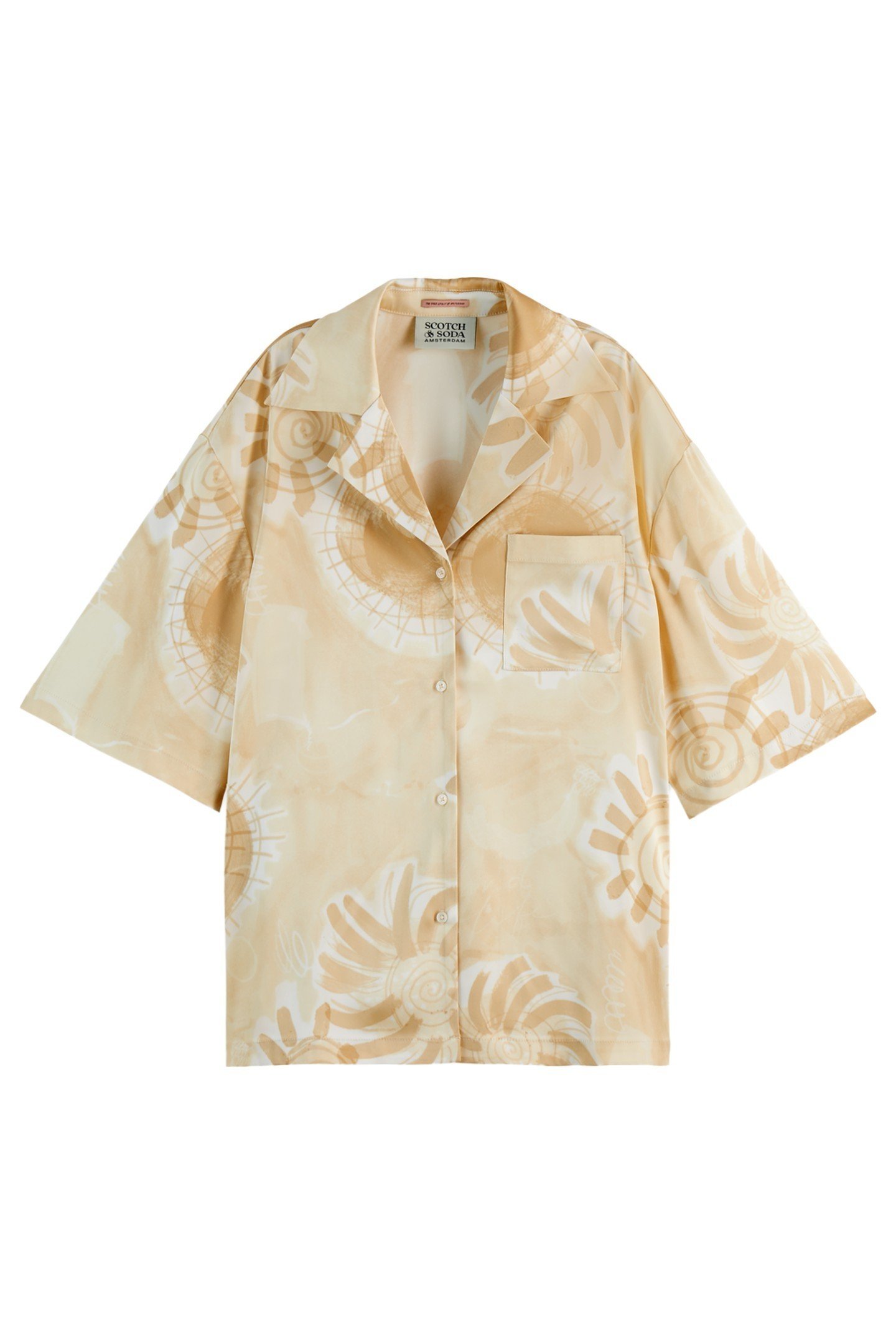 SATIN PRINTED SHORT SLEEVE SHIRT ABSTRACT SUN SAND 5