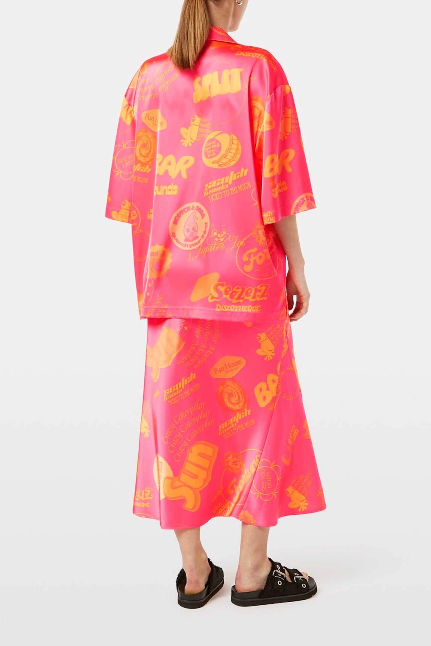 SATIN PRINTED SHORT SLEEVE SHIRT LUNAR PIER PINK 4