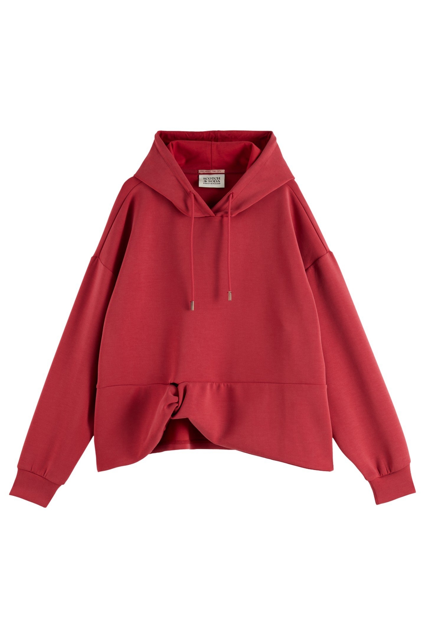 TENCEL HOODIE WITH TWISTED HEM ROADSIDE RED 4