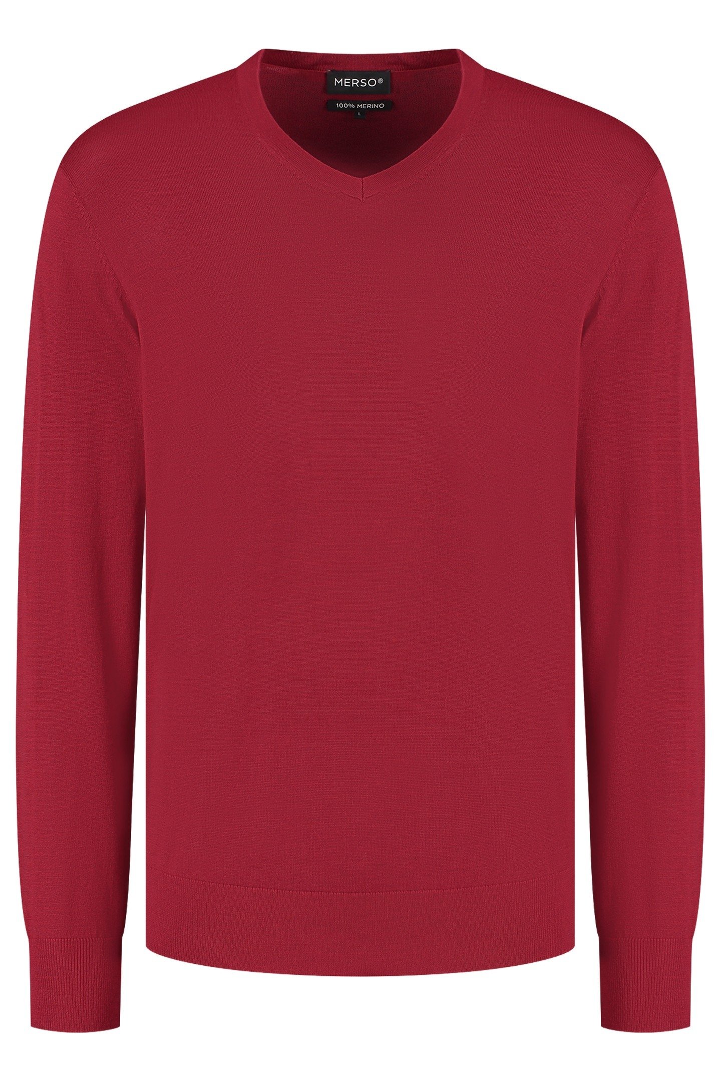 V NECK100% MERINO EMBER RED 7