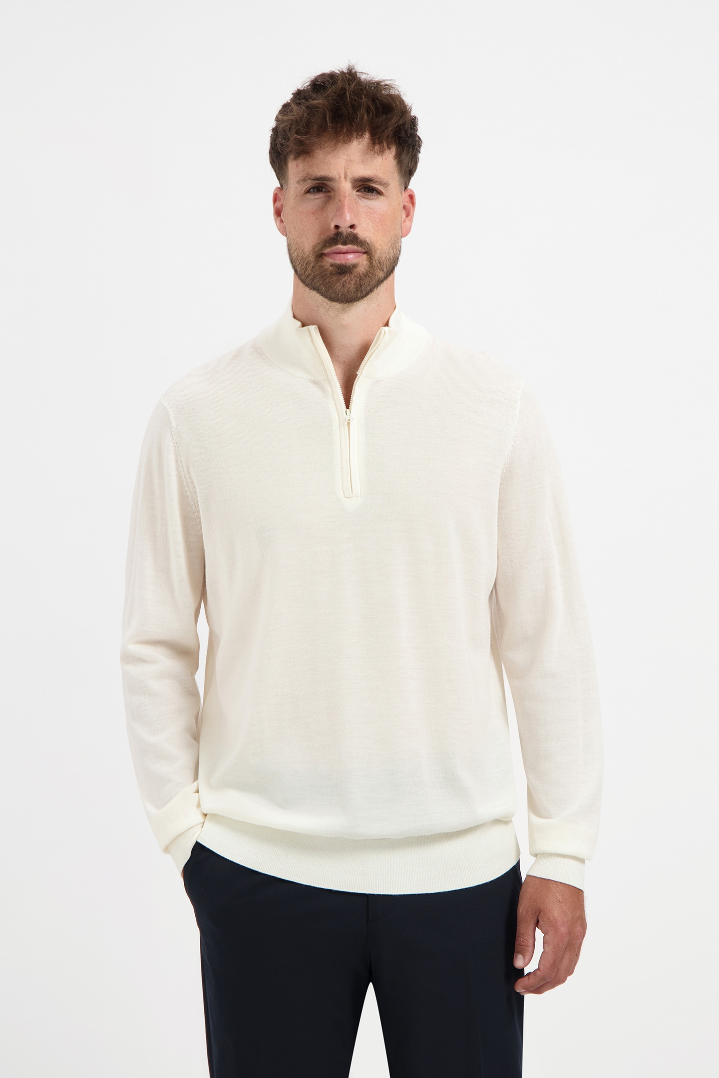 ZIP UP 100% MERINO SEASHELL WHITE 2