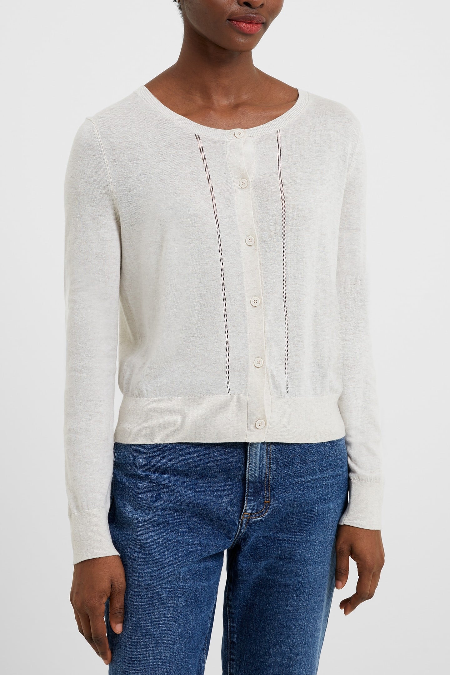 SPRING LIGHT KNTS LNGSLV CARDI OATMEAL MEL 2