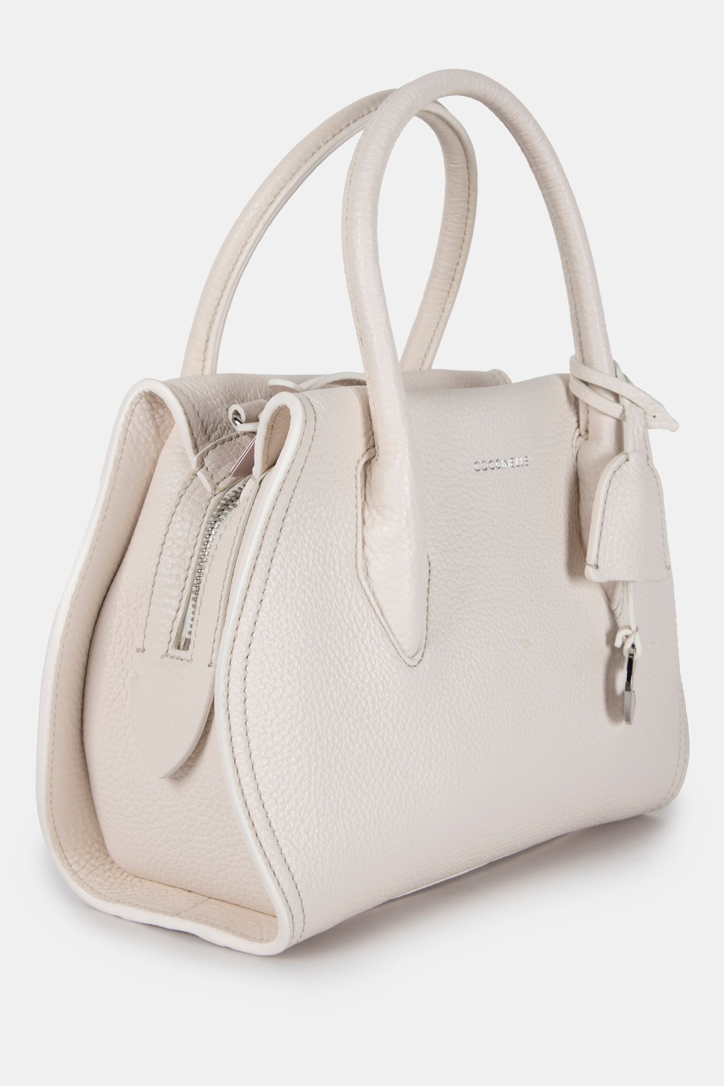 LEATHER MEDIUM SATCHEL BAG IN CREAM 3