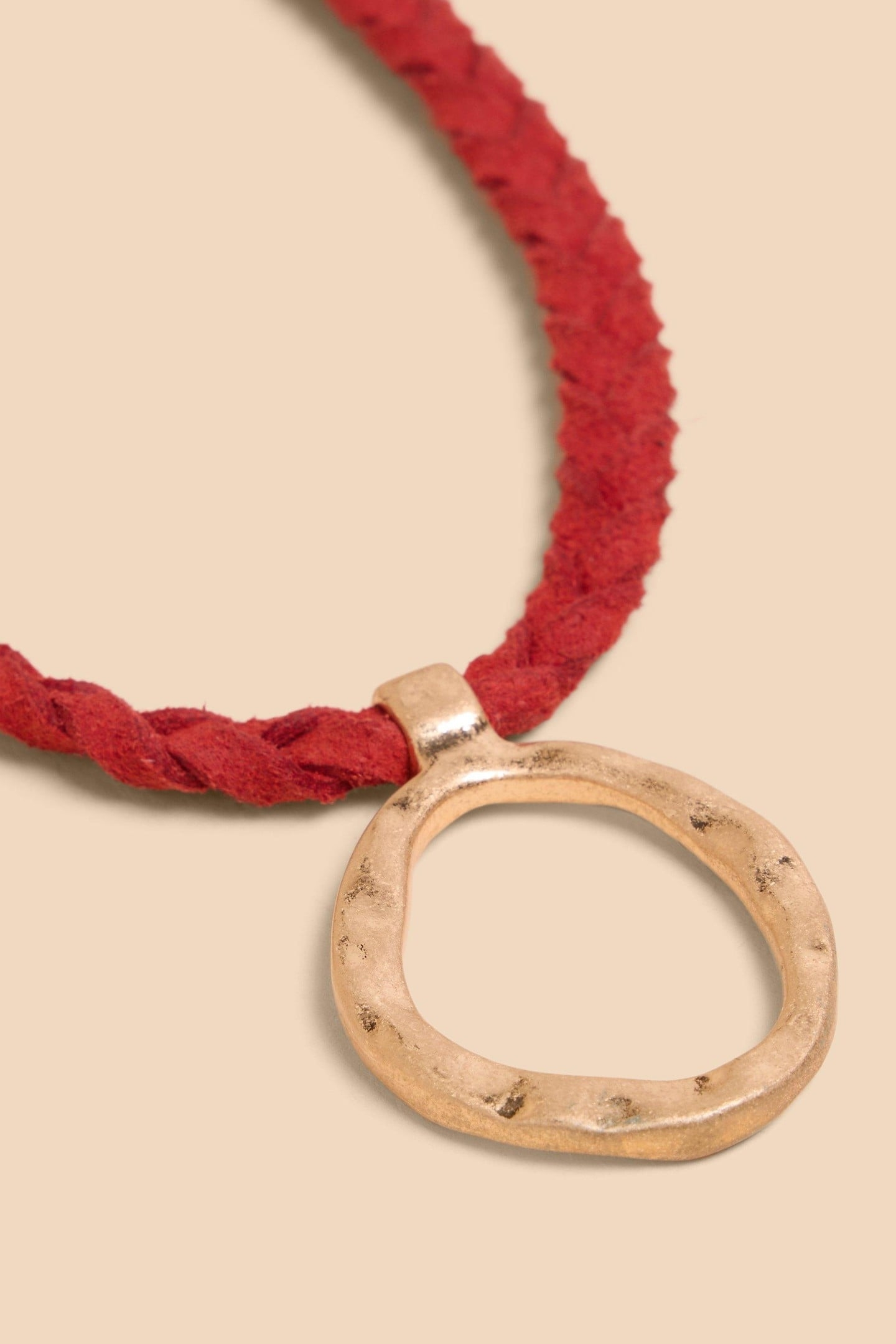 FAY CORD PENDANT NECKLACE DARK RED 2