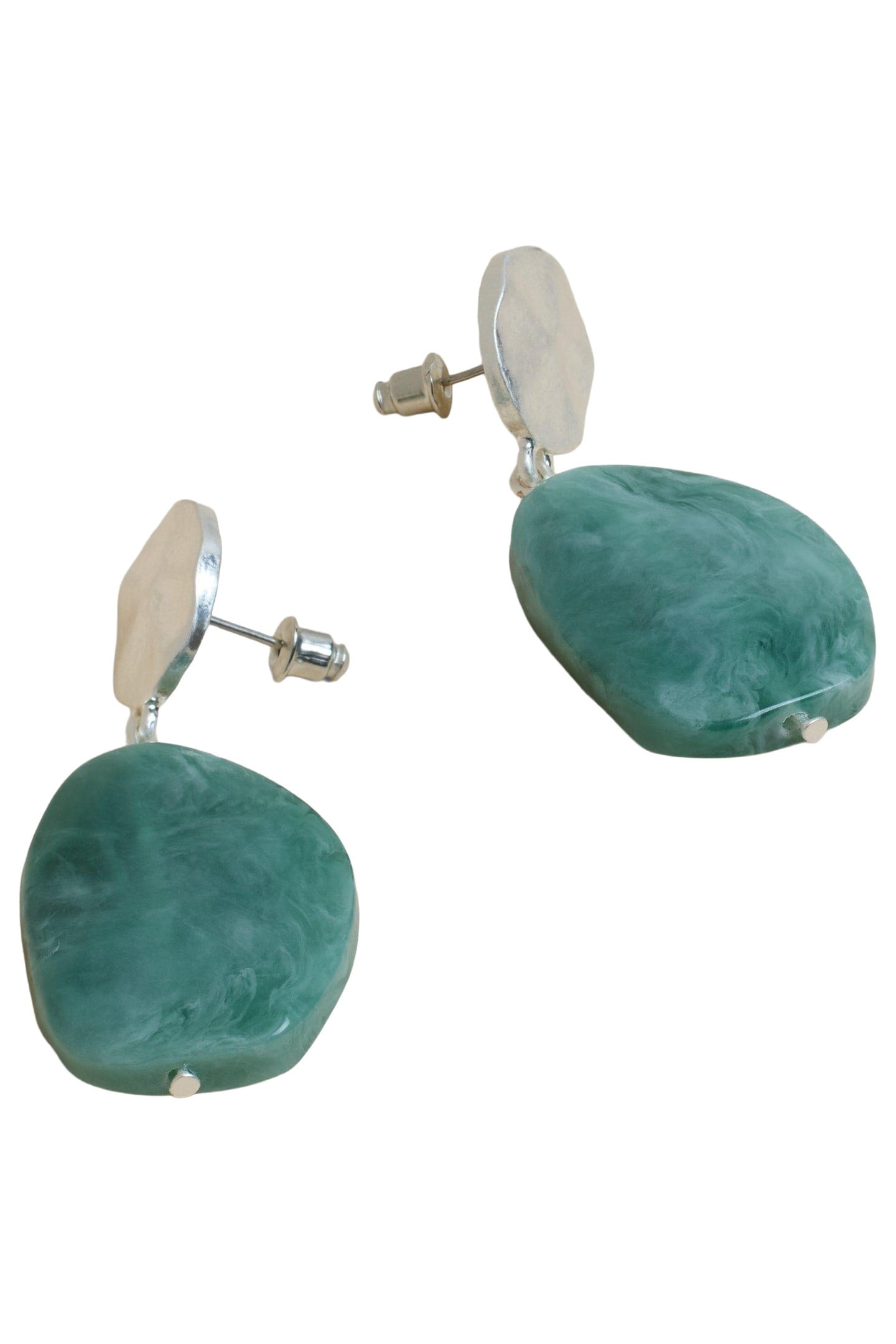 HAMMERED RESIN DROP EARRING GREEN MULTI 1