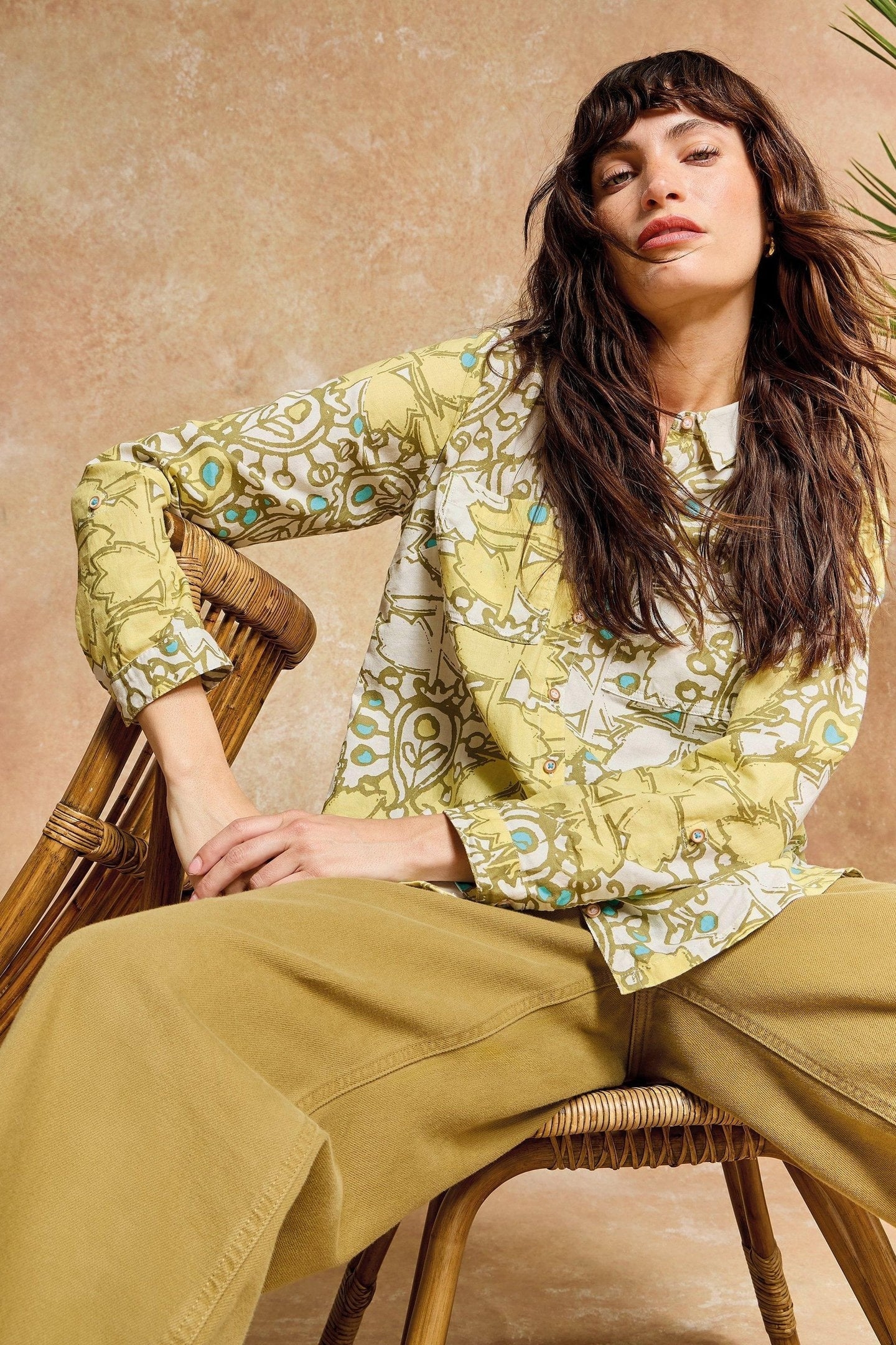 SOPHIE ORGANIC COTTON SHIRT YELLOW MULTI 7