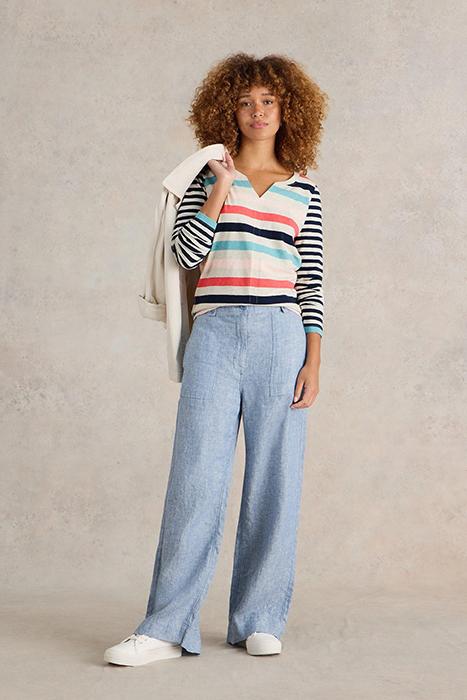 Manteau Court Bleu Floral White Stuff - Taille UK 10, 100% Coton, Parfait Pour Printemps/automne