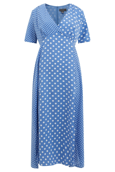 POLKA V NECK TEA DRESS TRANQUIL / WHITE 5
