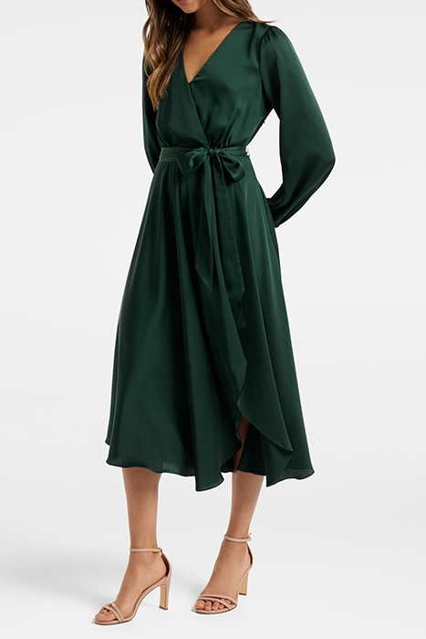MARILYN SATIN WRAP MIDI DRESS DEEP LAGOON 3