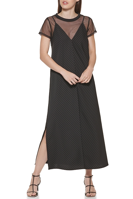 MIDI CAMI DRESS W/ S BLK/IVORY 1