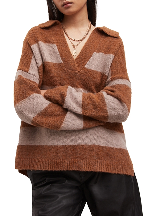 LOU POLO JUMPER GINGER BROWN/PINK 1