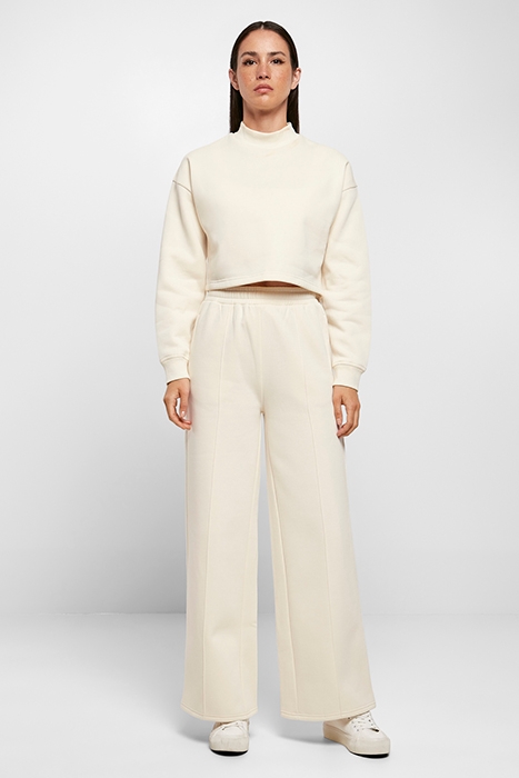 LADIES CROPPED OVERSIZED SWEAT HIGH NECK CREW WHITESAND 4