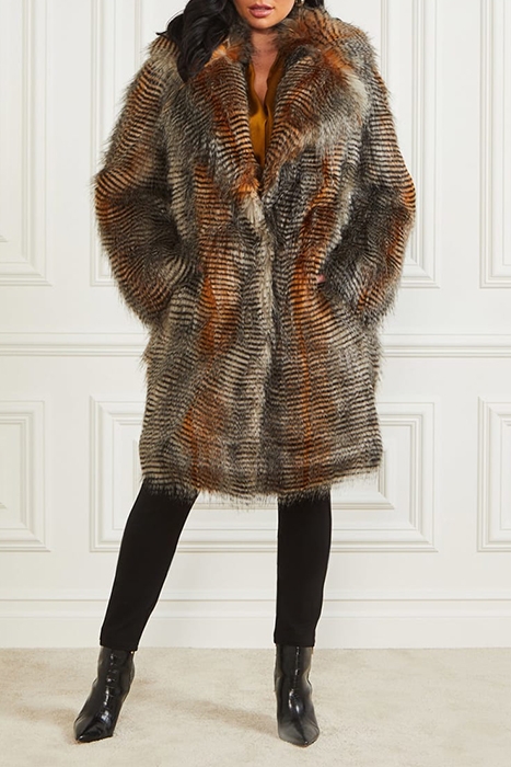 ALEXANDRA COAT MICROSTRIPED FAUX FUR 1