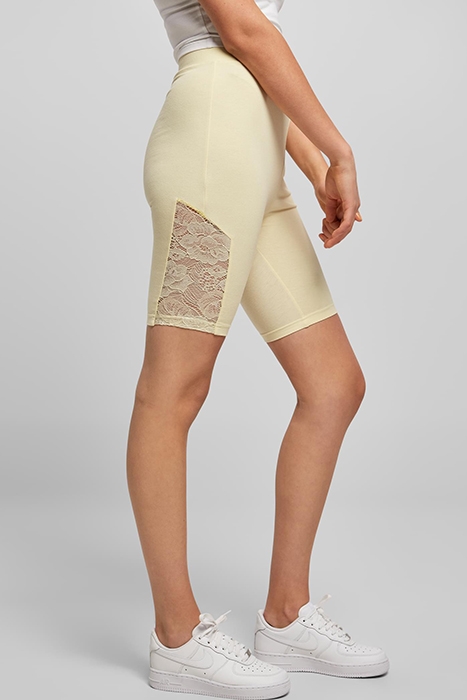 LADIES HIGH WAIST LACE INSET CYCLE SHORTS SOFTYELLOW 5