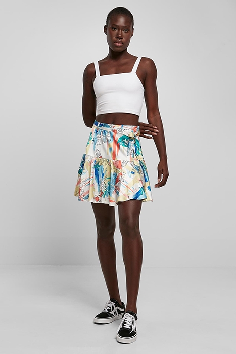 LADIES AOP SATIN MINI SKIRT SOFTYELLOWVACATION 4