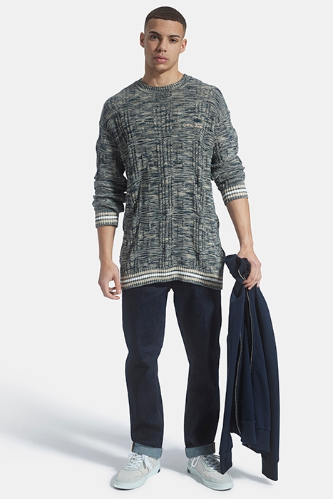 SPACE DYE CREW NECK DARK NAVY/ VIADUCT 3