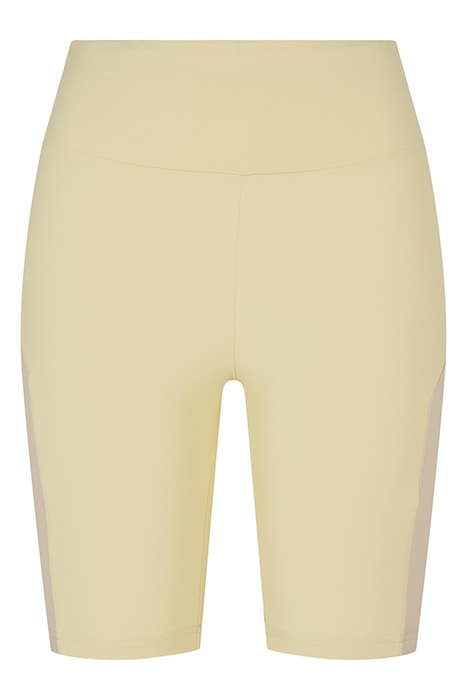 LADIES COLOR BLOCK CYCLE SHORTS SOFTYELLOW/SOFTSEAGRASS 1
