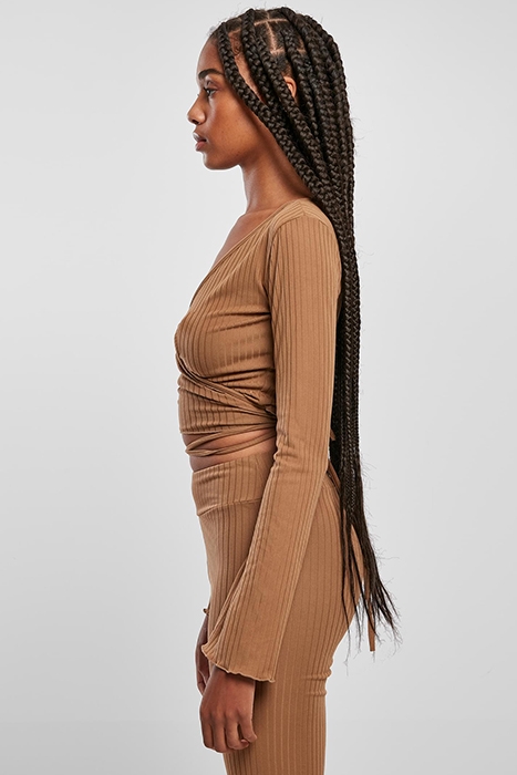LADIES CROPPED RIB WRAPPED LONGSLEEVE DARKTAUPE 6