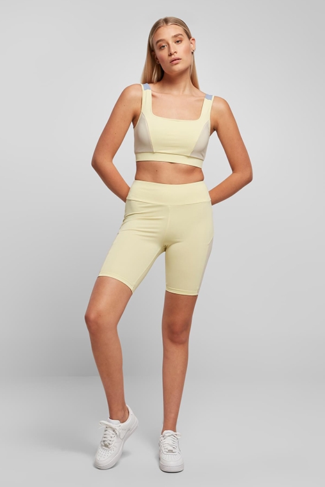 LADIES COLOR BLOCK CYCLE SHORTS SOFTYELLOW/SOFTSEAGRASS 4