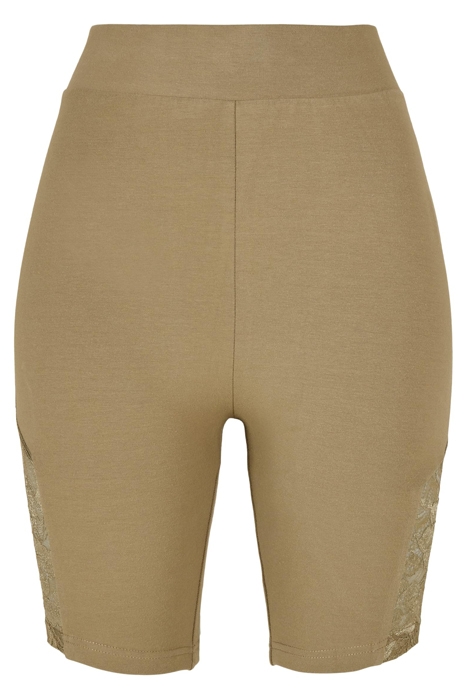 LADIES HIGH WAIST LACE INSET CYCLE SHORTS KHAKI 1