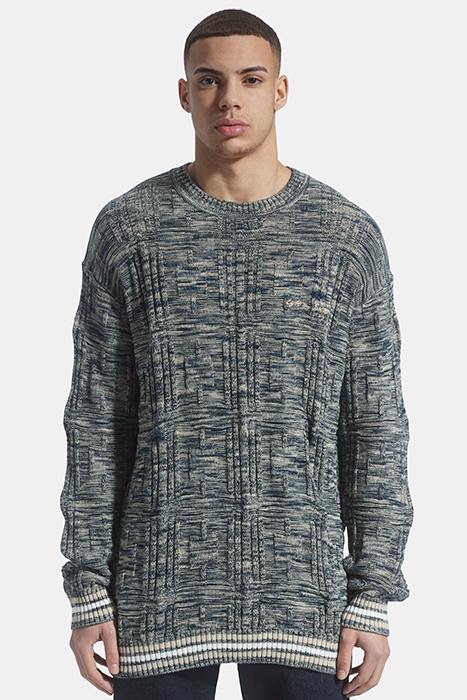 SPACE DYE CREW NECK DARK NAVY/ VIADUCT 1