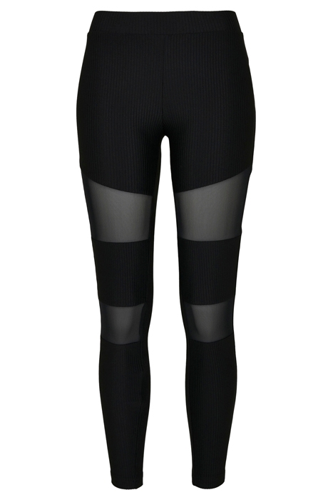 LADIES TECH MESH RIB LEGGINGS BLACK 1