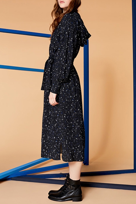 REVIA - BLACK POLKA DOT MAXI DRESS WITH HOOD 3