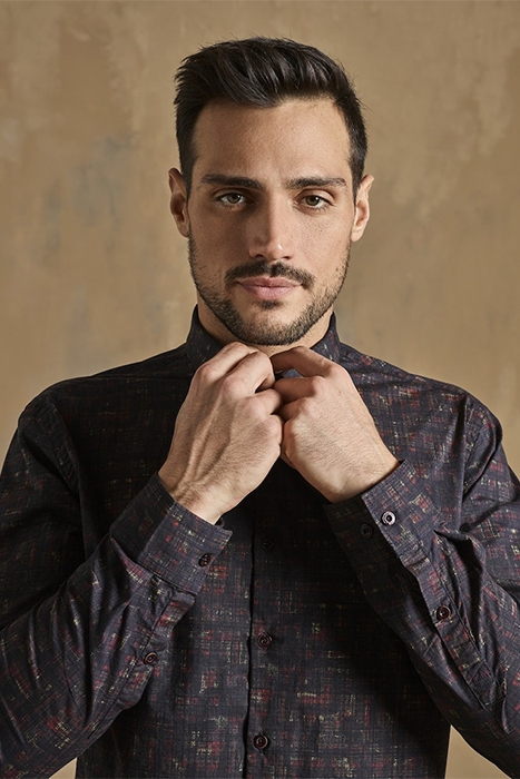 SHIRT STRETCH ALLOVER PRINTED BROWN 2