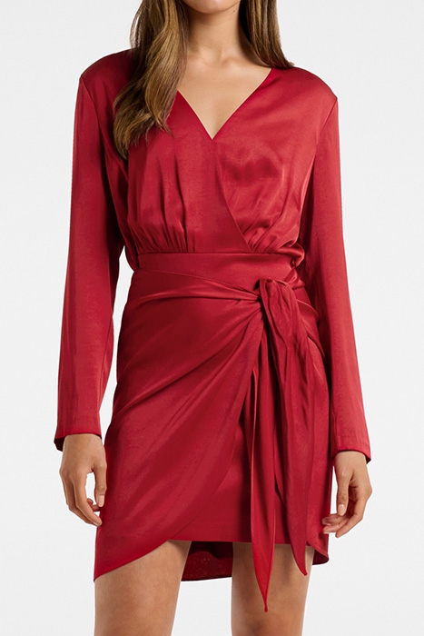 AVA SATIN SARONG MINI DRESS RED 1