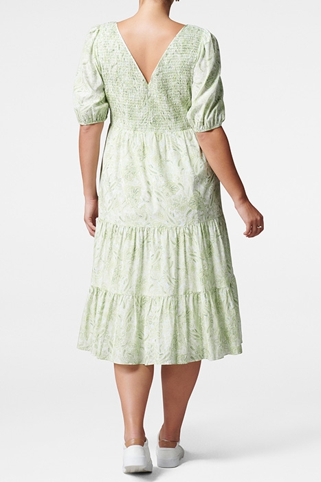 CAROLINA CURVE TIERED MIDI DRESS EVERGREEN PAISLEY 3