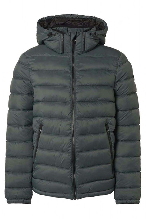 JACKET SHORT FIT HOODED RECYCLED PADDING DARK STEEL 1