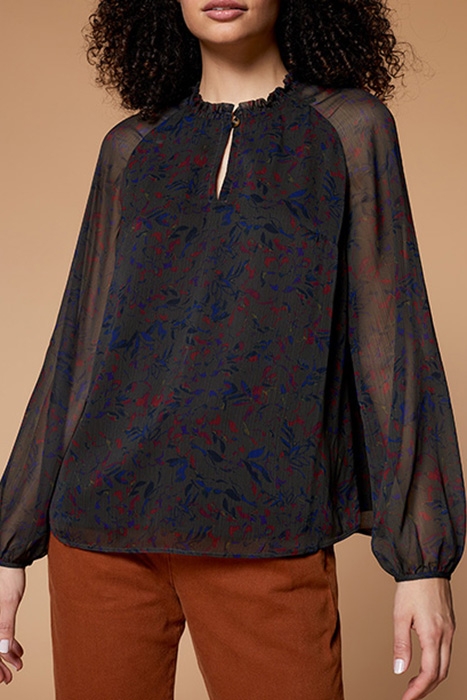 CARTER - KHAKI BLOUSE WITH FOLIAGE PRINT 1