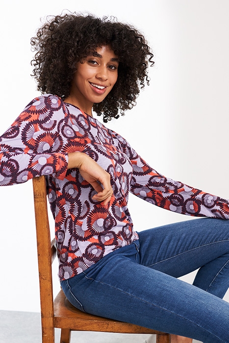 PEONY PUFF SLEEVE TEE RED MLT 2