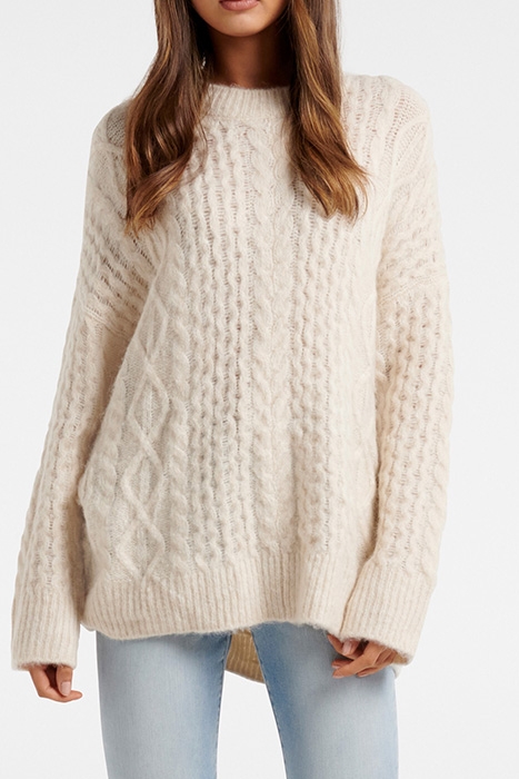MAGGIE TEXTURE CABLE KNIT JUMPER CREAM 2