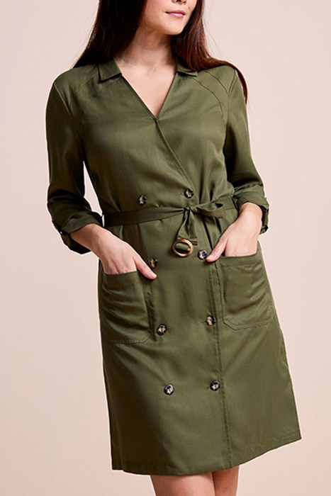 RIOKO - KHAKI LYOCELL® SHIRT-DRESS 1