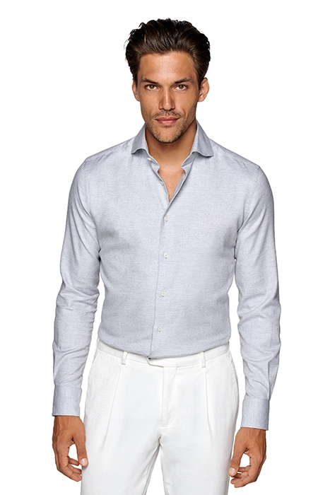 LIGHT GREY TWILL SLIM FIT SHIRT 1