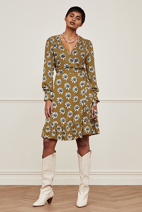 SASHA DRESS ODD OLIVE/BUTTERCREA 2