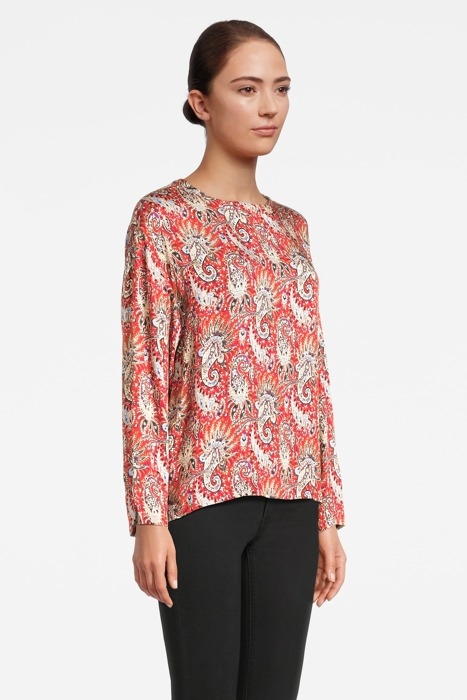 ROUND NECK LS SHIRT SIDE BTN RED 4