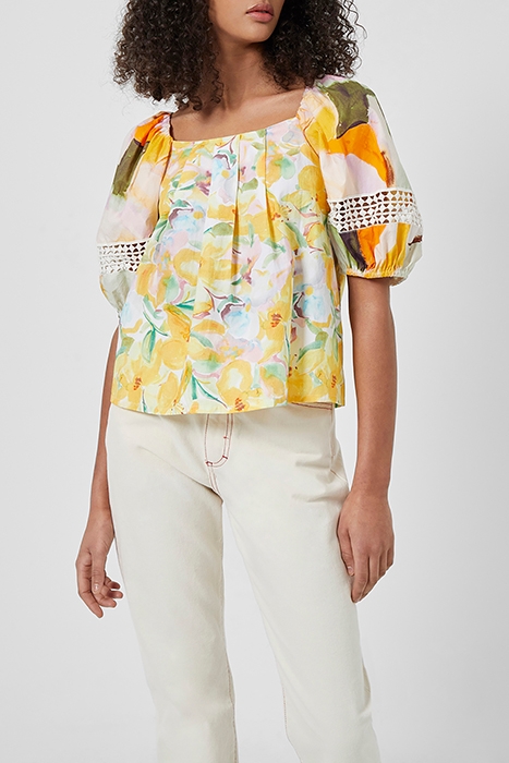 ISADORA PATCH ORGANIC POPLIN BARDOT TOP GOLDEN GLAZEBEESWAX 1