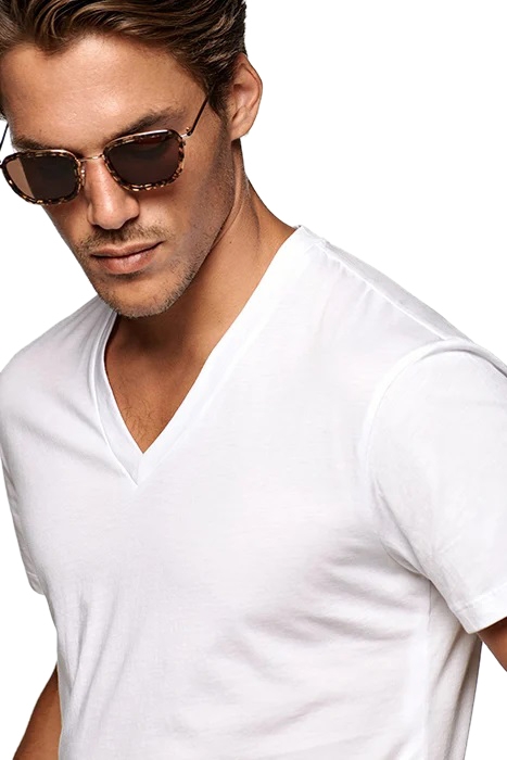 WHITE V NECK T SHIRT 4