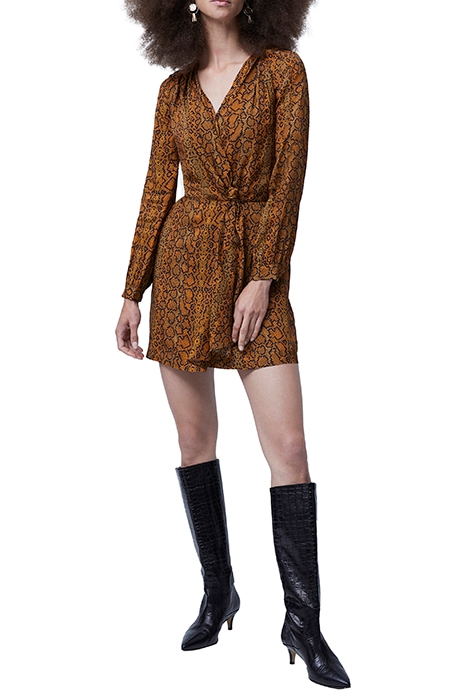 ERINA DRAPE V NECK DRESS INCA GOLD MULTI 2