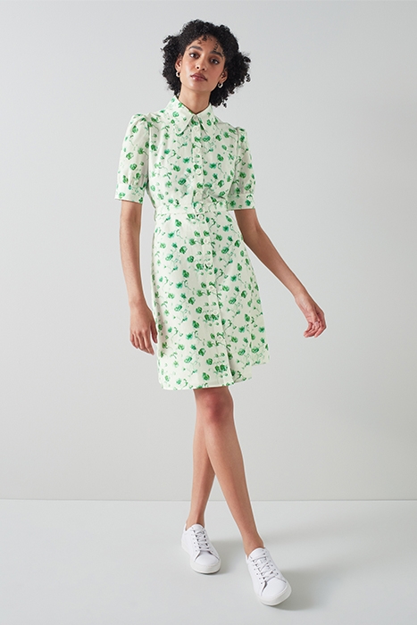 AMY SHIRT DRESS GREEN/CREAM 2