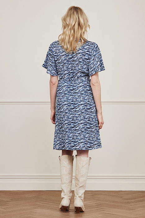 ARCHANA BUTTERFLY SHORT DRESS CREAM WHITE/OCEAN BL 3