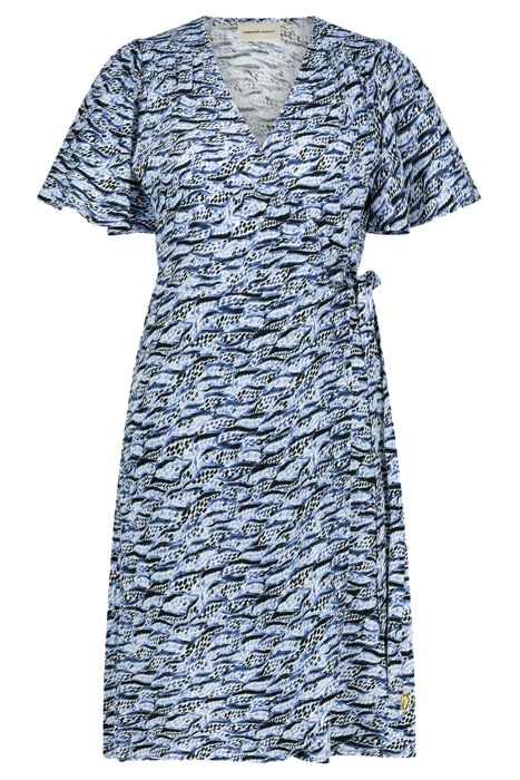 ARCHANA BUTTERFLY SHORT DRESS CREAM WHITE/OCEAN BL 1