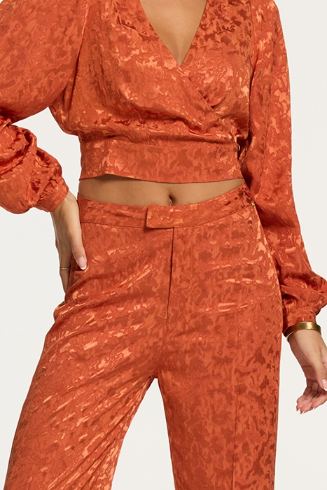 LADIES MILANO TROUSERS FOREST JAQUARD RUST ORANGE 4