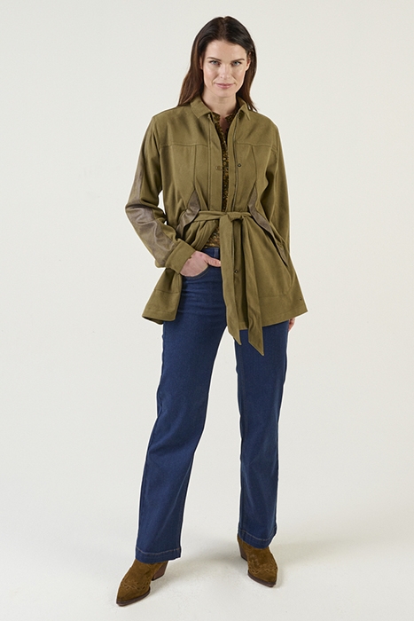 LONG SUEDINE JACKET MILITARY OLIVE 2